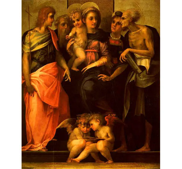 Россо Фьорентино Мадонна на троне со Святыми Иоанном Крестителем Антонием - фото 4