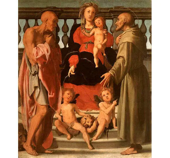 Понтормо Мадонна с Младенцем Св Иеронимом Св Франциском и двумя - фото 5