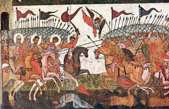 Битва новгородцев и суздальцев в 1170 году фрагмент иконы 1460 года Итак до - фото 1