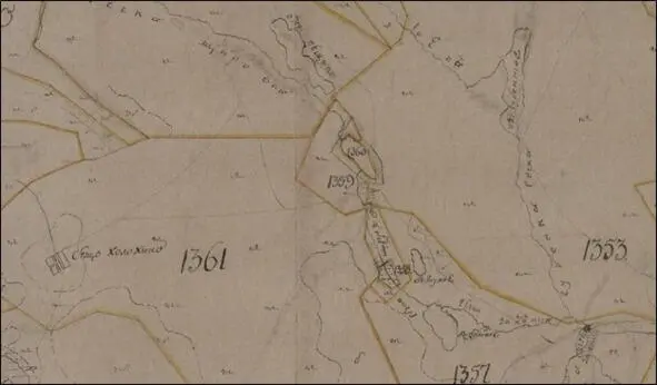 Фрагмент плана генерального межевания Лужского уезда 1788 г В 2 км к - фото 1