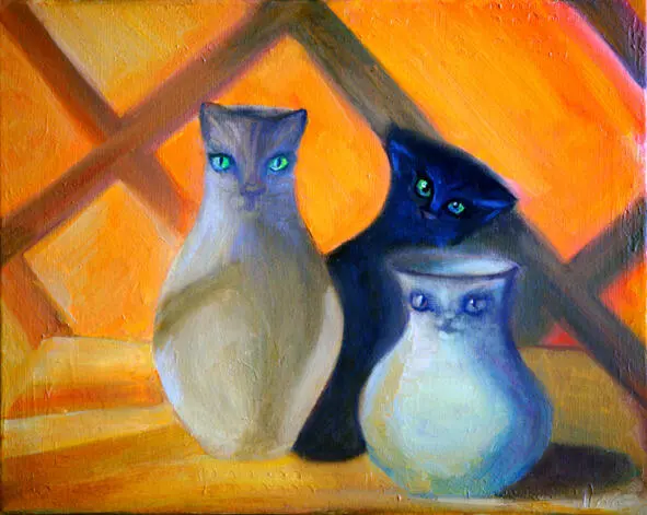 Catstilllife Chaturmorte Котюрморт Oil canvas 40x50 Whats happening in - фото 14