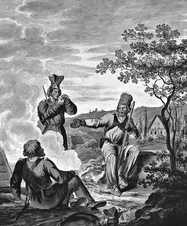 Русские ополченцы 1812 г Акварель неизв худ Забил заряд я в пушку - фото 29