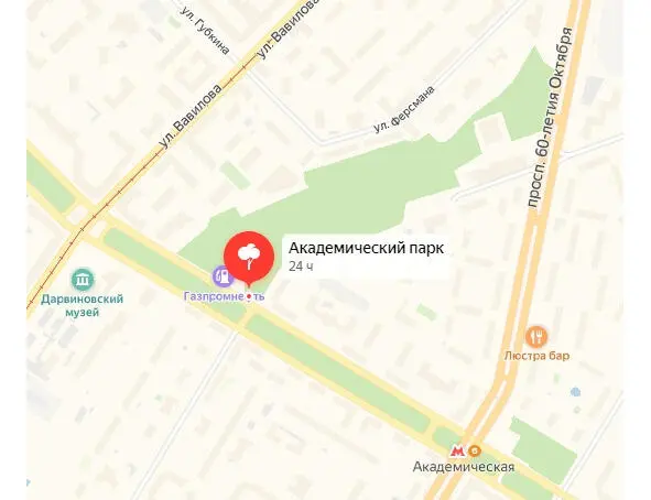 Карта расположения Академического парка Академический парк площадью 165 - фото 2
