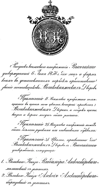 Вензель поставщиков Великокняжеских дворов Следует подчеркнуть что звание - фото 4