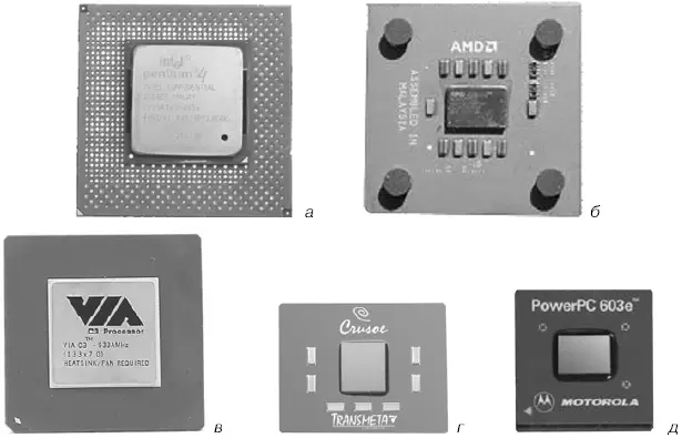 Рис 116 Процессоры а Intel Pentium 4 б AMD К7 Athlon в VIA I3 г - фото 16