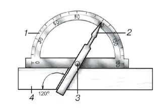 Рис 16 Транспортиругломер 1 шкала 2 стрелкауказатель 3 - фото 6
