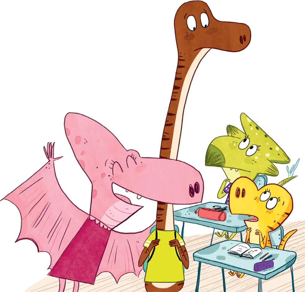 Наконец учительница открыла дверь класса и внутрь зашёл огромный динозавр Все - фото 3