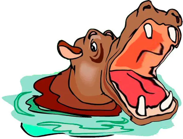 Утром толстый бегемот Тот что в озере живёт Широко открыл свой рот - фото 1