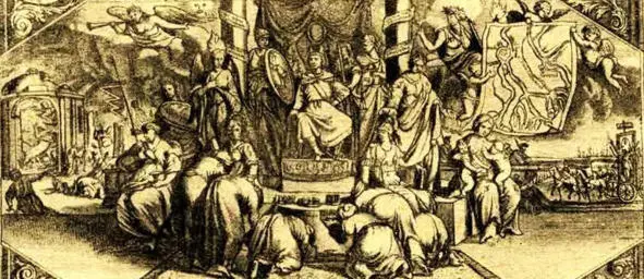 Триумф Петра Фрагмент старинной гравюры 1700 года Художник Нахтглкласс Пока - фото 52