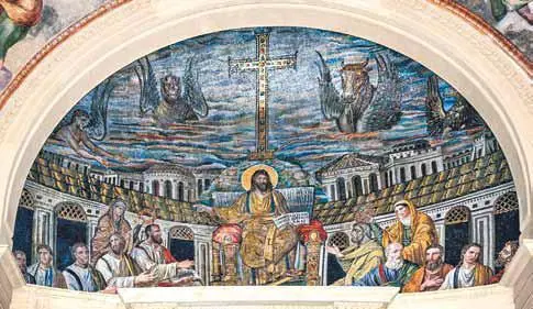 Символы Евангелистов Христос и апостолы Мозаика конхи апсиды церкви - фото 4