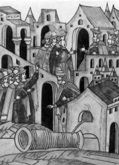 Пушка отлитая в Москве Павлином Фрязином в 1488 г Миниатюра Лицевого - фото 44