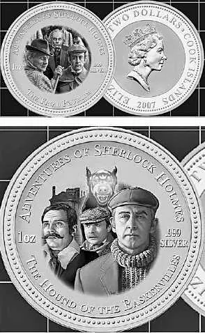 Монеты овов Кука с героями советского телесериала Шерлок Холмс и доктор - фото 81