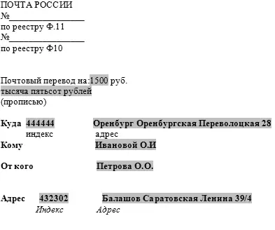 Рис 90Пример упрощенного бланка почтового перевода с текстовыми изменяющимися - фото 126