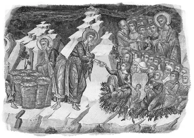 Насыщение пяти тысяч человек пятью хлебами и двумя рыбами Фреска XVI в - фото 53