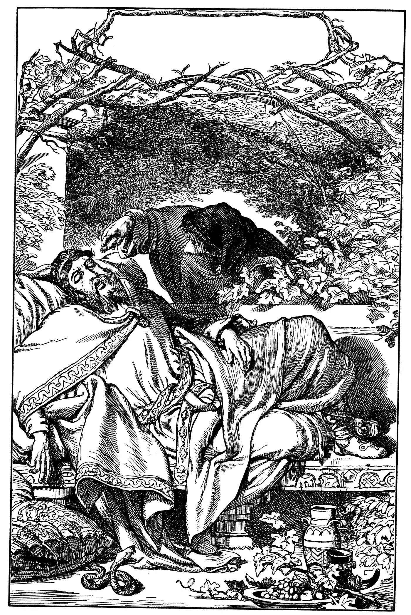 Клавдий вливает своему брату королю яд в ухо Клавдий рассказал всем что он - фото 2
