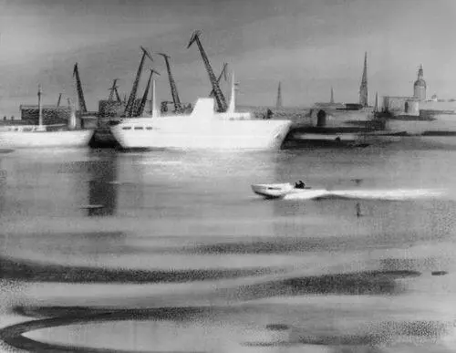 Акварель Р К Бем Морской город Рига из цикла У Рижского залива - фото 17