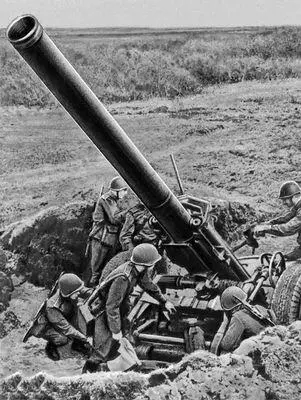 Советская артиллерия Миномёт на огневой позиции Орудия 1417 вв 1 - фото 282