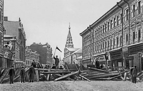 Баррикада на Арбате в Москве во время революционных событий 1905 Барримор - фото 430