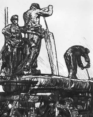 Великобритания Ф Брэнгвин Пильщики Офорт 1904 Северная часть - фото 260