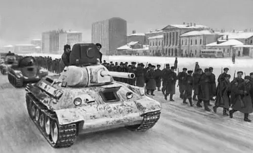 Войска отправляются на фронт с окраины Москвы Декабрь 1941 Переправа через - фото 165