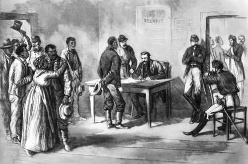 Негрыдобровольцы записываются в армию генерала Гранта Гравюра 1864 Город - фото 115