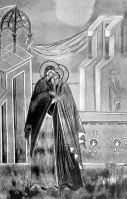 Дионисий Встреча Марии и Елизаветы Фреска Фрагмент росписи собора - фото 114