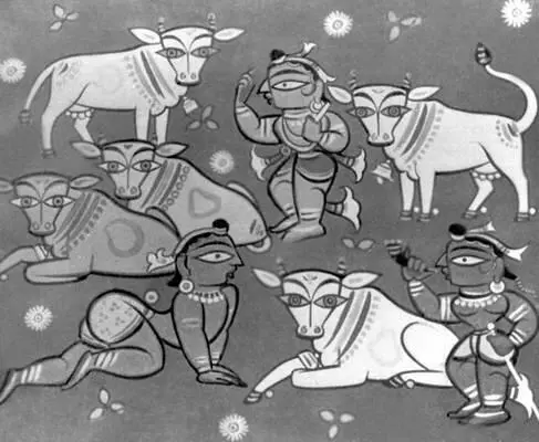 Дж Рой Кришна со стадом коров Гуашь 1950 Частное собрание Москва Индия - фото 112