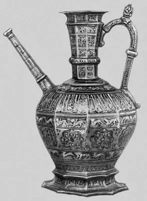 Бронзовый кувшин с инкрустацией серебром из Мосула 1260 Лувр Париж - фото 23