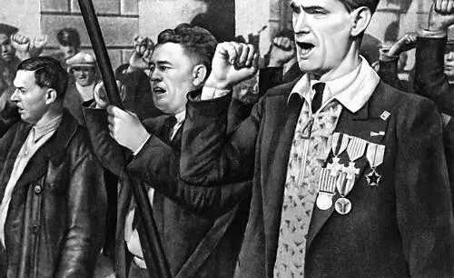 Бойцы Интернациональной бригады на улицах Барселоны 1936 М Фортуни - фото 146