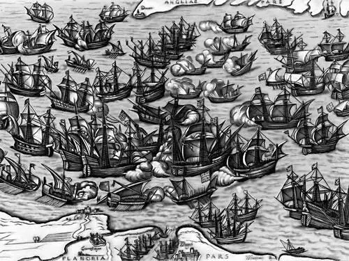 Сражение между Непобедимой армадой и английским флотом в 1588 Гравюра Ф - фото 184