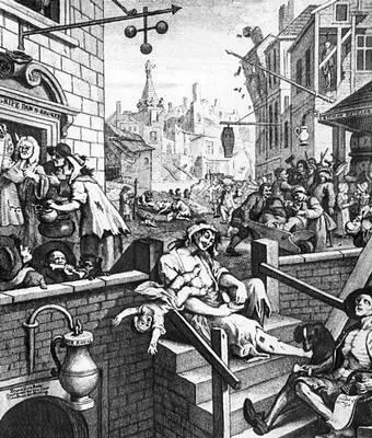 У Хогарт Переулок Джина Гравюра на меди 1751 Т Штиммер Голова медузы - фото 828