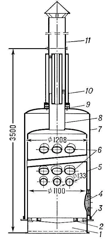Котёлпарообразователь КМ1600 1 зольник 2 колосниковая решётка 3 - фото 1077