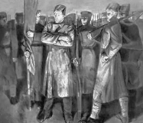 И Заринь Речь Центральная часть триптиха Солдаты революции 1965 - фото 256