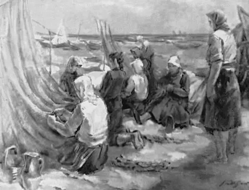 Я Лиепинь Починка сетей 1948 Художественный музей Латвийской ССР Рига - фото 292