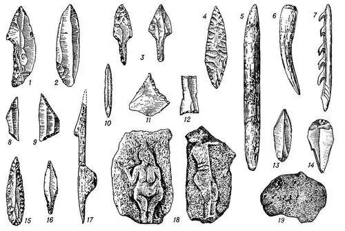 Верхний палеолит 1 наконечник с выемкой 2 листвидное остриё 3 - фото 220