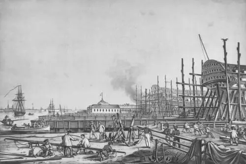 Ленинград Адмиралтейская верфь Литография К Беггрова 1823 Петербург Вид - фото 225