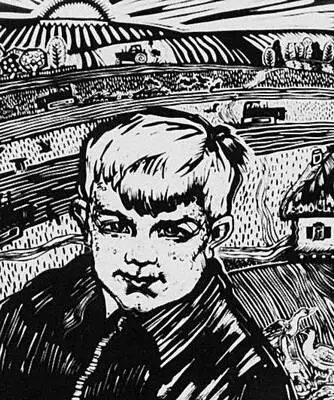 И А Михайлин Буду трактористом Линогравюра 1963 В М Козьмин - фото 672