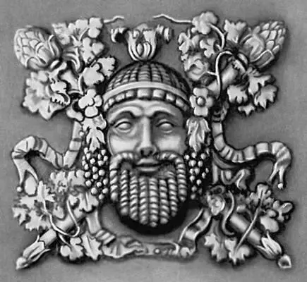 Маскарон на пилоне главного фасада Кофейного домика в Летнем саду в Ленинграде - фото 829
