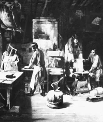 Л К Плахов В столярной мастерской 1845 Третьяковская галерея Москва - фото 149
