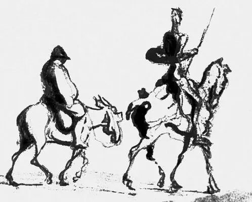 О Домье Дон Кихот и Санчо Панса Уголь тушь кисть Ок 1870 - фото 258