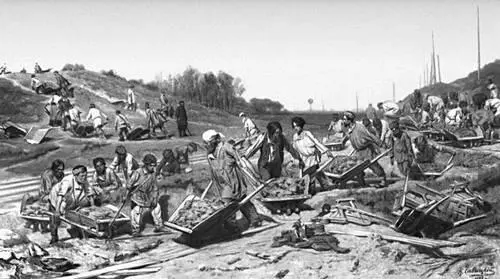 К А Савицкий Ремонтные работы на железной дороге 1874 Третьяковская - фото 325