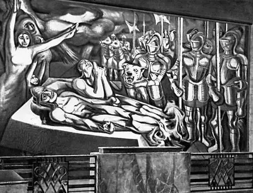 Сикейрос Пытка Куаутемока Фреска пироксилин 1951 Дворец изящных - фото 63