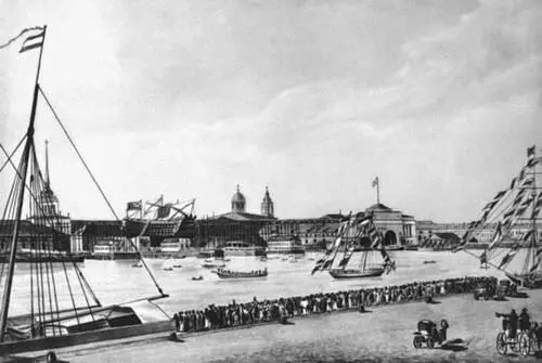 Спуск корабля в Петербурге Акварель Ф Шенрока 1819 Грузия Храм Джвари - фото 729
