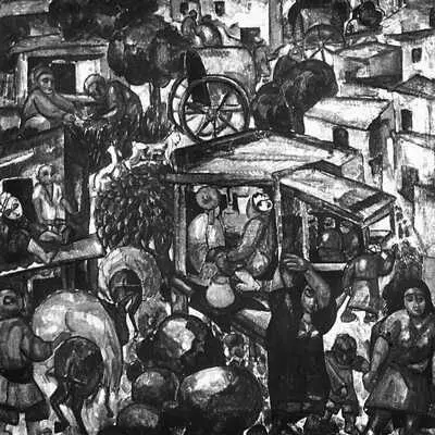 Советская живопись 192030х гг А И Волков Фергана Кишлак Темпера лак - фото 301