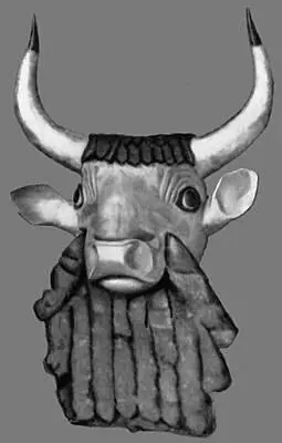 Ур Голова быка с арфы из царской гробницы Золото лазурит 25 в до н э - фото 1