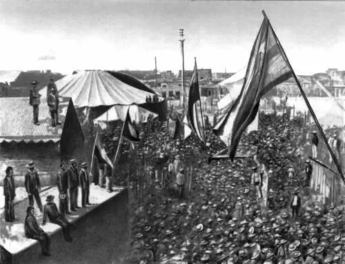 Митинг рабочих селитряных рудников во время забастовки в декабре 1907 Икике - фото 34