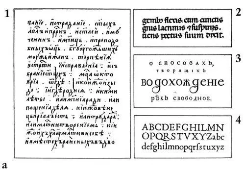 Рис 2а Некоторые образцы исторических шрифтов и гарнитур 1 рукописный - фото 34