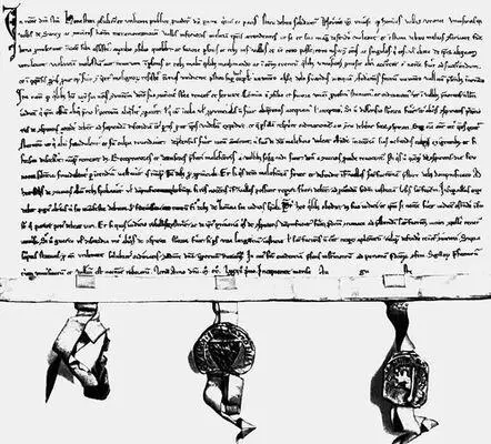 Швейцария Документ о создании союза трех кантонов 1291 с печатями Ури и - фото 39