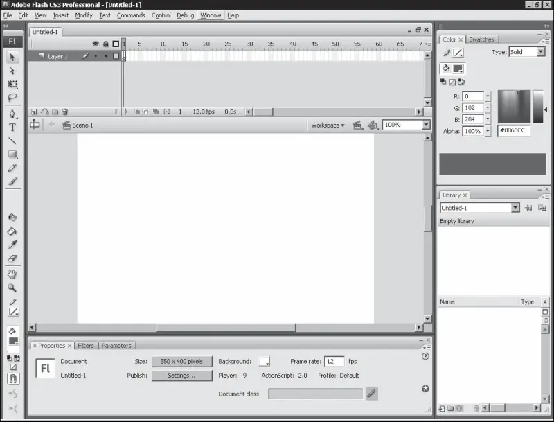Рис 613Программа Adobe Flash CS3 Чтобы уменьшить размер рабочей области - фото 133