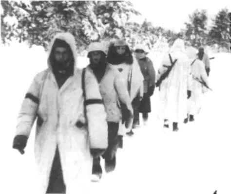 Различные образцы зимнего камуфляжа СССР зима 194142 г Солдат стоящий - фото 45